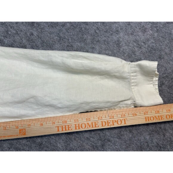 VTG Ralph Lauren Womens Linen Button Up Shirt Pleated Mock Neck Long Sleeve Sz M - Picture 10 of 11